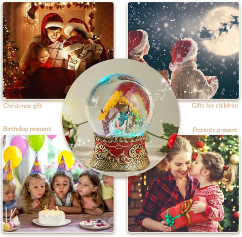 Christmas Snow Globe Christmas Nativity Sence Color Changing Lighted Musical Water Globe Nativity Sence Decor Battery