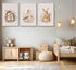 UNDDISINS 3 Pcs Animal Nursery Canvas Wall Art Watercolor Baby Animals with Wildflowers Painting Picture Wall Decor