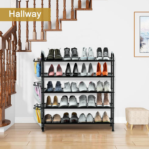 Housen Solutions 5 Tier Shoe Rack for Closet, Metal Organizer with Storage for 20-25 Pairs, Front Door Entrance,