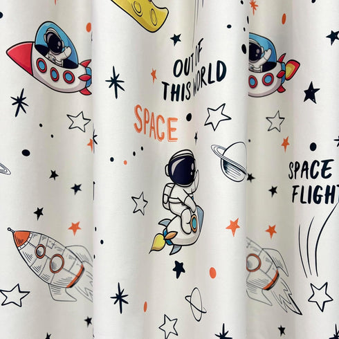 Grommet 1 W42 L84 Inch Cartoon Astronaut Semi Blackout Curtains for Kids Room Nursery Space Planets Patterns Printed