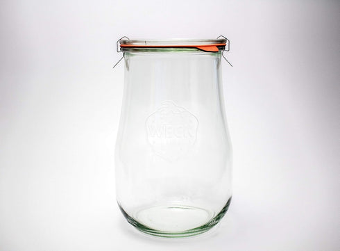 Weck Tulip Jars 1.5 Liter - Large Glass Jars for Sourdough Starter with Glass Lid, Wide Mouth for Canning Storage
