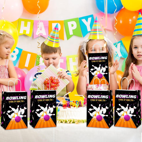 chiazllta 12 Pieces Bowling Party Gift Treat Bag, Bowling Ball Candy Goodie Favor Bags for Birthday Party Supplies