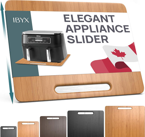 Ibyx Elegant Sliding Tray for Heavy Kitchen Appliances & Coffee Maker - Sturdy, Slides Easily (Natural, Medium - Wide
