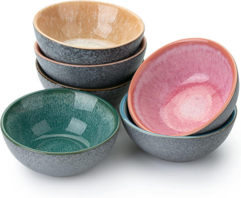 Brew To A Tea BTaT Ceramic Dipping Bowls, 3.5 Oz, Set of 6 Colorful Small Bowls for Dipping Sauce, Condiments