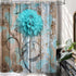 JAWO Teal Dahlia Shower Curtain Set with 12 Hooks - Dahlia Flower on Rustic Wooden Plank Country Style, Waterproof Bath