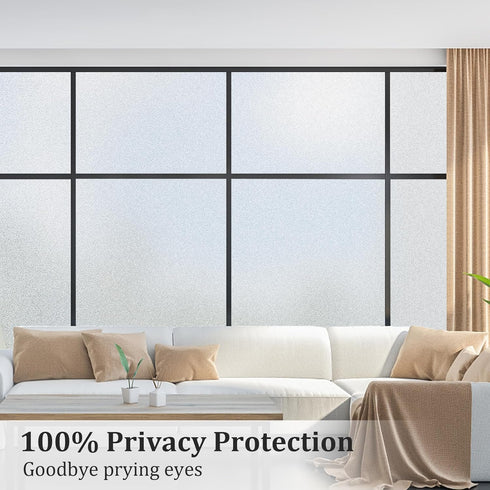 Coavas Frosted Glass Window Privacy Film, Non-Adhesive Stained Glass Window Covering for Home Office 11.8x78.7