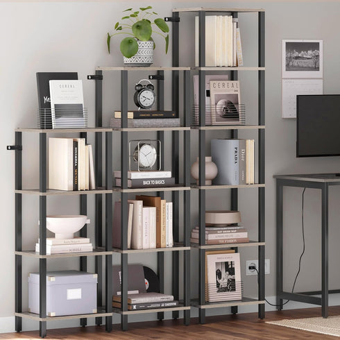 4-Tier BS01BG004 TUTOTAK Bookshelf, Tall Book Shelf, Narrow Bookcase for Small Space, DIY Stackable Bookshelf