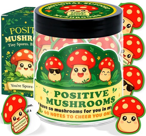 Mushroom Gifts for Women - 60 Positive Mushroom Cards Jar, Daily Affirmation