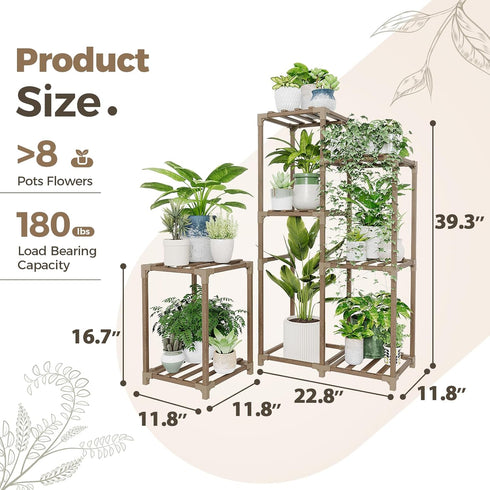 03H, Bamworld Plant Stand Indoor Corner Plant Shelf Wood Plant Holder for Multiple Plants Tall Flower Stands Plants
