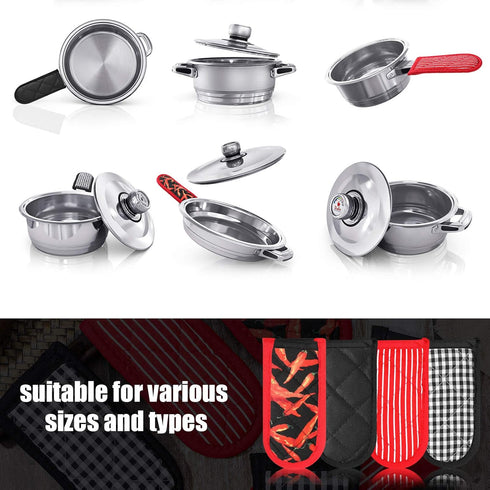 Geiserailie 8 Pieces Non-Slip Pan Handle Sleeve, Heat Resistant Pot Sleeve Grip, Machine Washable Cast Iron Handle