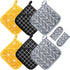 Heat Resistant Potholders, 6 Kitchen Pot Holders Set with 2 Pan Hot Handle Holders, Trivet for Cooking and Baking, Mixed