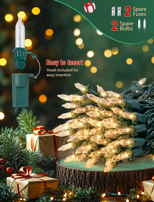 50 Count 13 Hopolon Clear Christmas Lights Feet Incandescent String Lights Green Wire Mini Christmas Tree Light