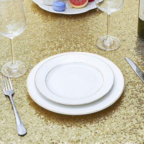 Hahuho 50 inch Round Sequin Tablecloth, Gold Glitter Tablecloth for Bridal Shower, Birthday, Wedding, Dessert, Banquet