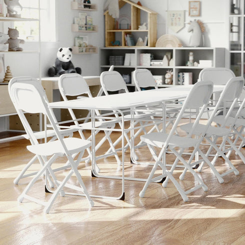 Kids' Folding Chair in White Plastic - Flash Furniture