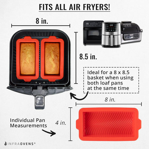 Air Fryer Silicone Loaf Pans for Baking, Non-Stick 8 inch Bread Cake Pan, Fits Instant Pot, Ninja Foodi, BPA Free