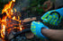 J H Heat Resistant Oven Gloves, EN407 Certified 932 °F, Sky-Blue Shell with Yellow Silicone Coating