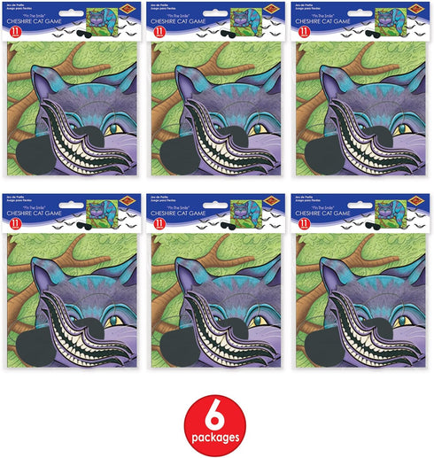 Beistle Pin The Smile On The Cheshire Cat Games, 6-Pack Alice in Wonderland-Themed Party Poster Set