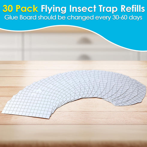 30 Pack FA-FLT07 Qualirey Flying Insect Trap Refill Compatible with Faicuk Wall Sconce Fly Trap, Replacement Fly Glue
