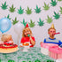2 Pieces Pot Leaves Weed Banners and 51.2 x 86.6 Inch Weed Tablecover for Pot Leaf Birthday Party Picnic Decoration