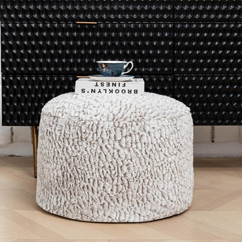 20x20x12 Inches Asuprui Pouf Ottoman Unstuffed Ottoman Foot Rest No Filler Soft Fur Foot Stool Fuzzy Chair Floor Pouf