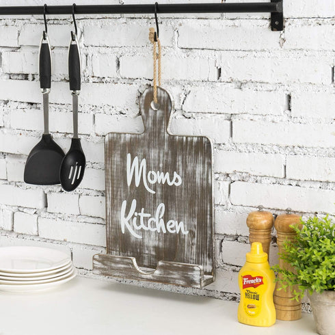 MyGift Gray Cookbook Stand: Mom's Kitchen Recipe Book Holder for Mother's Day, Birthday Present for Mom, Grandma