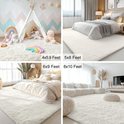 4x5.9 OLANLY Area Rugs for Living Room Bedroom, Machine Washable ft Soft Fluffy Shaggy Bedside Rug, Indoor Floor Carpet