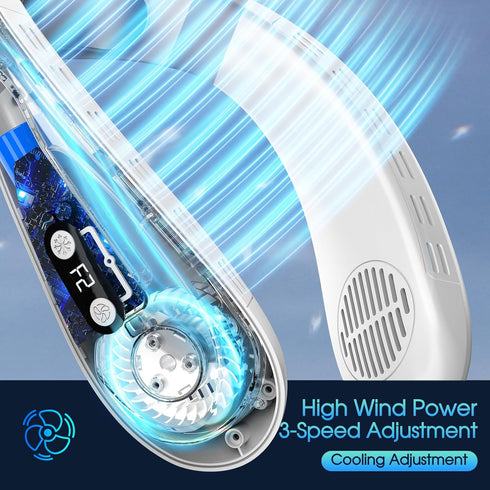 Neck Fan with Cooling Plate, 4400mAh Rechargeable Battery Operated, Cooling Neck Air Conditioner for Women and Men
