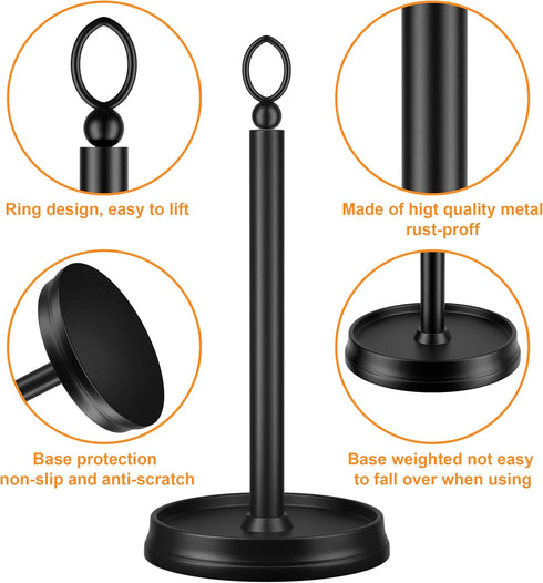 Heavy Weighted Base Paper Towel Holder for Countertop, Steel Stand for Kitchen, Bars & Dining Tables