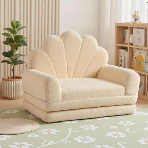 2-in-1 Kids Couch, Toddler Couch Fold Out, Comfy Toddler Chair, Convertible Kids Sofa to Lounger with Pocket