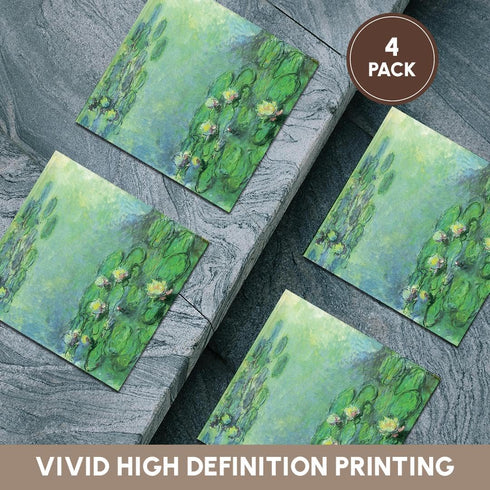 3dRose CST_126641_3 Water Lilies No 2 by Claude Monet, 1914-1917, Set of 4 Ceramic Tile Coasters