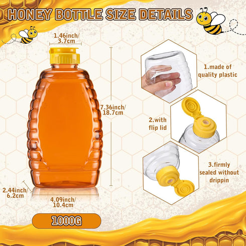 20 32 oz Layhit Pieces Plastic Honey Jars Clear Plastic Honey Bottles with Lids Container Dispenser with Flip Lid Empty