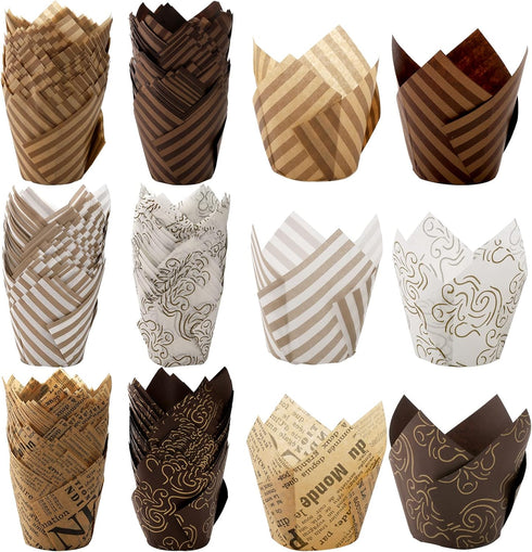 Lawei Set of 300 Tulip Cupcake Liners, Baking Paper Cups Muffin Liners for Weddings, Birthdays, Baby Showers
