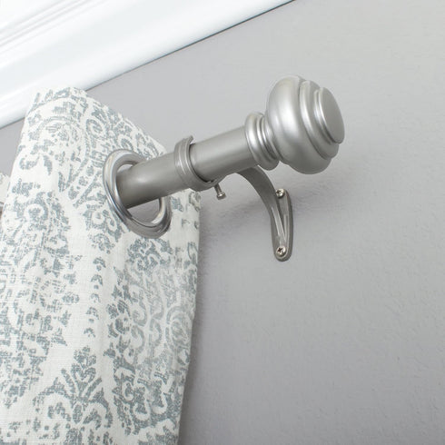 Decopolitan 1-Inch Urn Single Window Treatment Rod Set, 36 to 72-Inch, Antique Silver