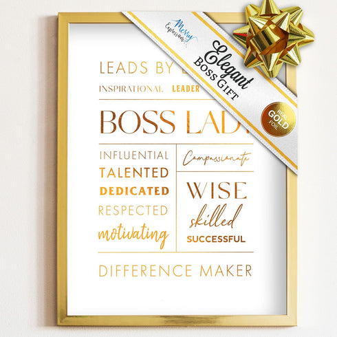 Boss Lady Desk and Wall Art - 12x9" Metal Frame Office Décor with Inspirational Quote by Merry Expressions
