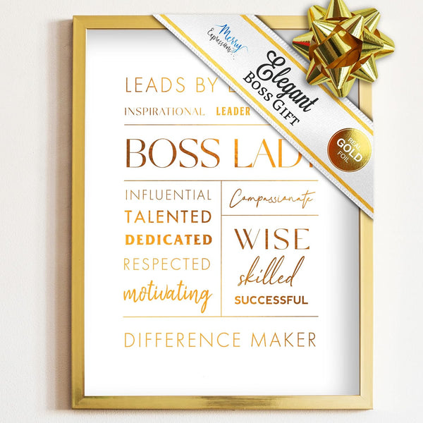 Boss Lady Desk and Wall Art - 12x9" Metal Frame Office Décor with Inspirational Quote by Merry Expressions