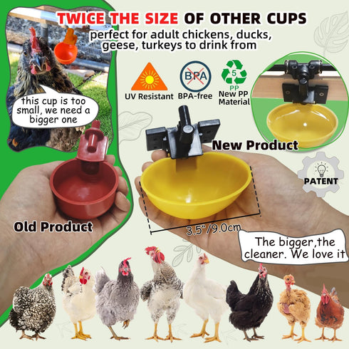 ayakol Set 18ft 6Cup) Complete Pipeline Automatic Chicken Waterer System, Innovative Quick-Connect Water System