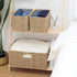 JS HOME Set of 3 Seagrass Wicker Baskets, Large and Small Organizing Baskets with Built-in Handles, Shelf Organizer