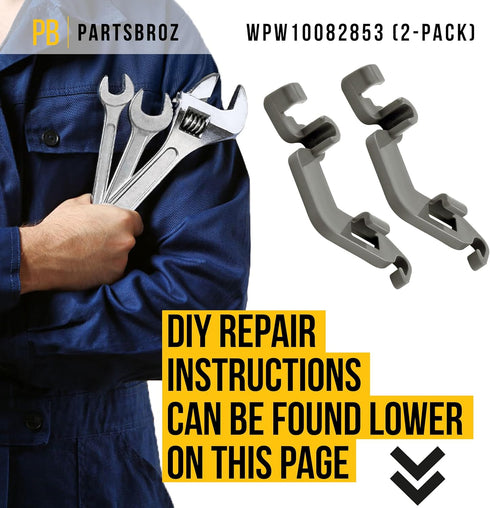 PartsBroz WPW10082853 Tine Pivot (2-Pack) - Compatible with Whirlpool KitchenAid Kenmore Dishwasher Replacement Parts