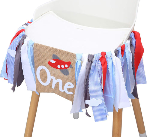 Baci 1st Airplane Highchair Banner for Birthday - First Birthday Decor, Photo Booth Props, Best Party Supplies
