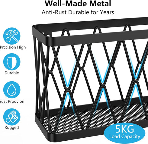 YIGII 3 Pack Adhesive Cabinet Organizer Storage, Wall Mounted Lid Organizer for Tupperware - Black Stainless Steel
