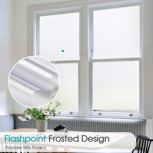 Coavas Window Privacy Film, Frosted Glass Window Clings, Decorative Bathroom Door Window Coverings