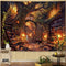 Accnicc Forest Library Tapestry Tree Bookshelf Tapestries Wall Hanging Vintage Fantasy Fairy Treehouse