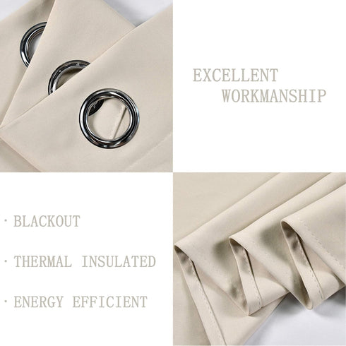 DECOVSUN Light Beige Grommet Valance - 70 Inch Wide by 18 Inch Long Blackout Curtain for Kitchen, Living Room, Bedroom