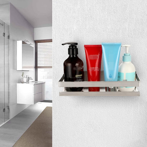OwnMy 10 Inch Bathroom Shower Shelf Stainless Steel Bath Kitchen Basket Shower Caddy Rack, Rust Proof Metal Bathroom