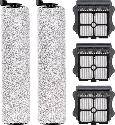 MIBUMIKI (5 Pieces) Replacement Brush Rollers and HEPA Filters Compatible with Tineco Floor