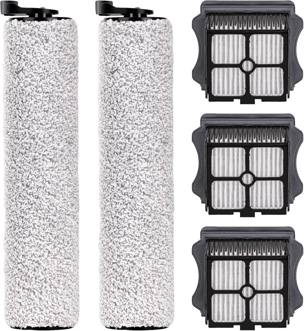 MIBUMIKI (5 Pieces) Replacement Brush Rollers and HEPA Filters Compatible with Tineco Floor