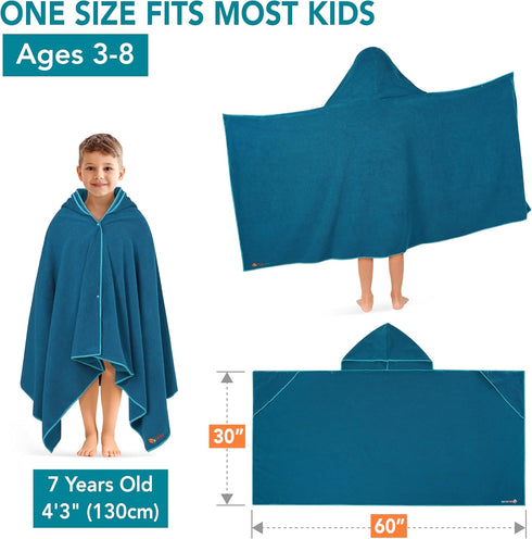 30x60 inch, 3-9 SUN CUBE Kids Hooded Towel, Absorbent Quick Dry Beach Bath Towel, Swim Surf Poncho Wrap Shower, Pool