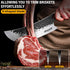 Huusk Butcher Knife | Heavy Duty Meat Cleaver with Sheath | Hand Forged Cooking Knife for Kitchen or BBQ