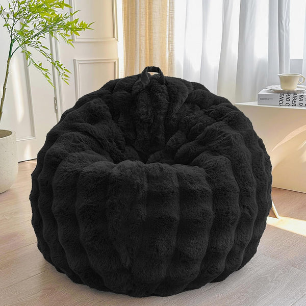 LIFEREVO Fluffy Faux Rabbit Fur Bean Bag Cover (No Filler), Soft Luxury