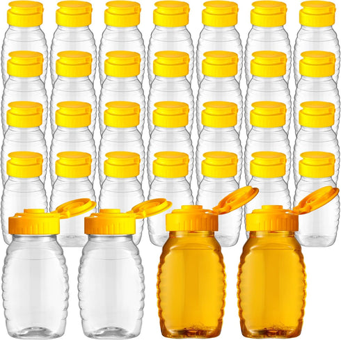 Hoolerry 32 Pieces 5 oz Clear Plastic Honey Bottles Squeeze Honey Containers